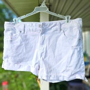 White Jean Shorts Midrise and Stretchy